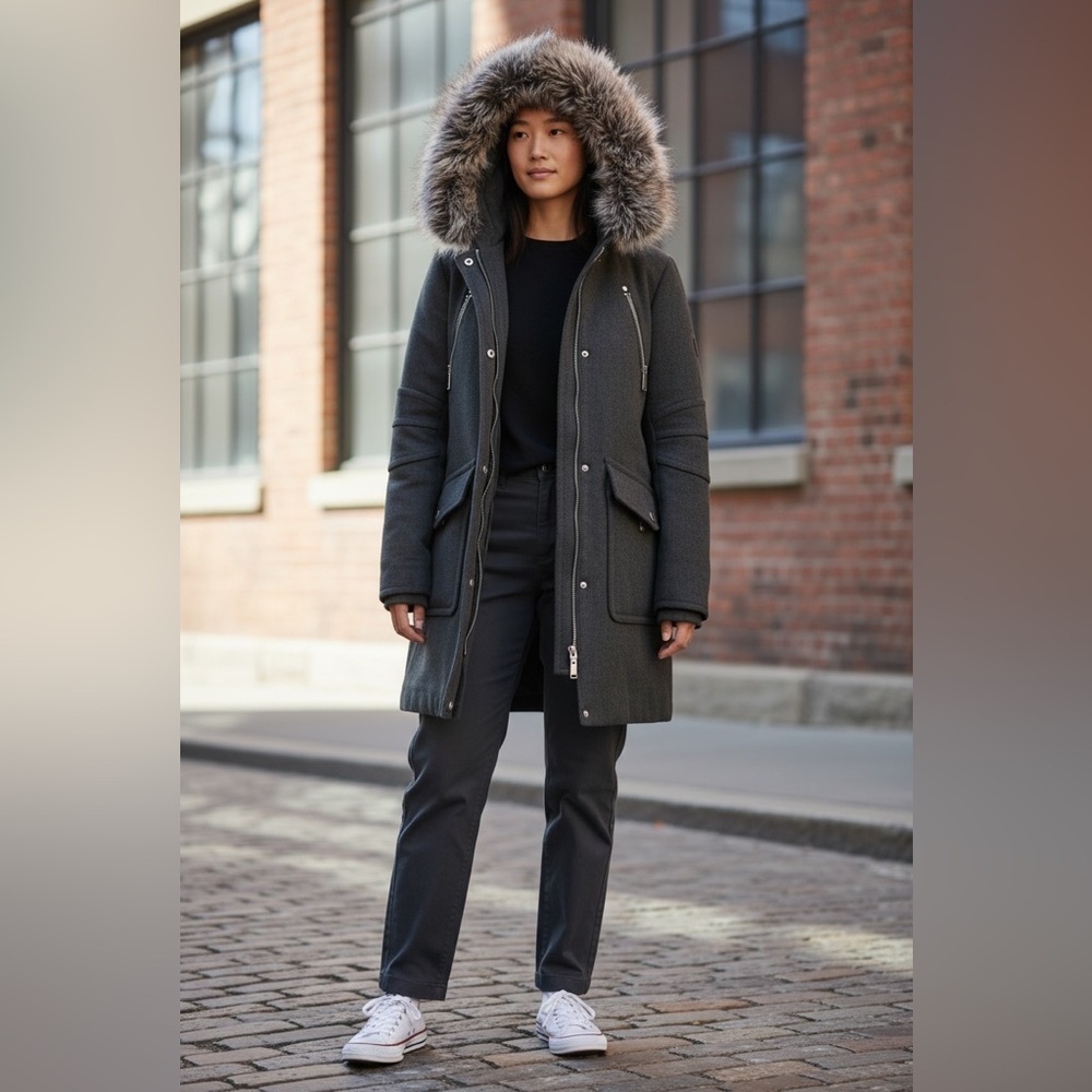 BCBG OLIVE MID PEA COAT